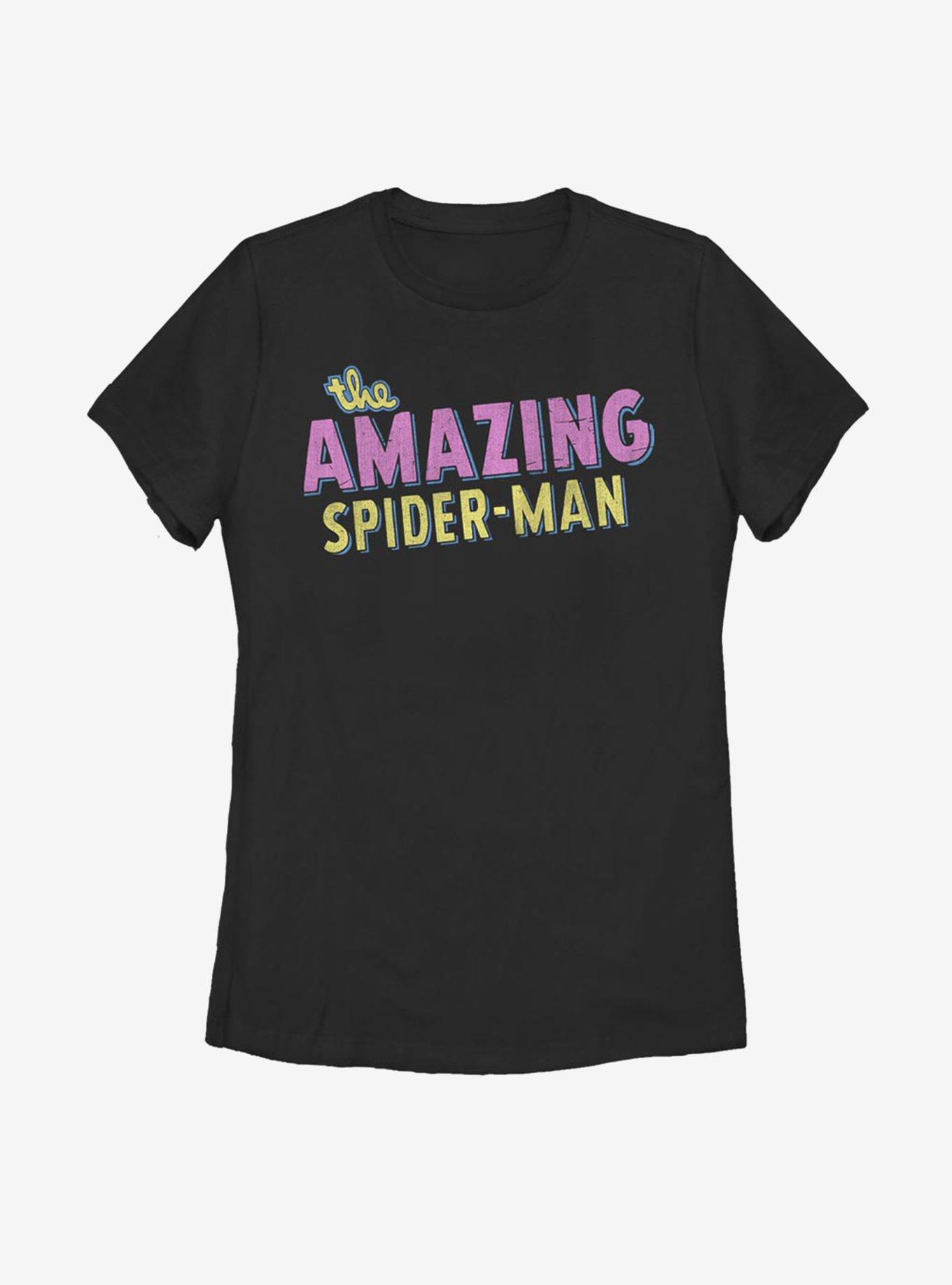 Marvel The Amazing Spider-Man Retro Logo Womens T-Shirt, BLACK, hi-res