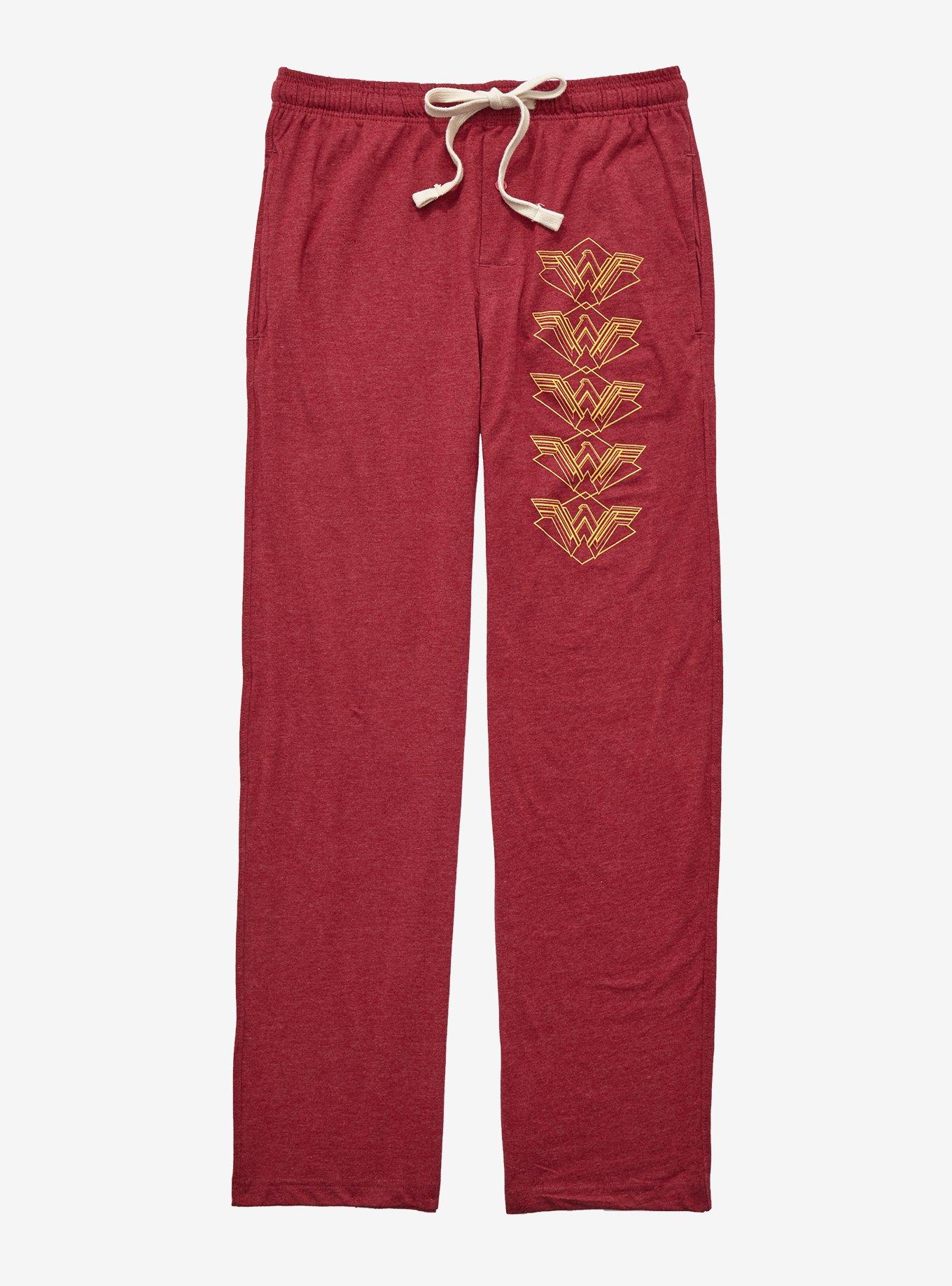 DC Comics Wonder Woman Logo Sleep Pants - BoxLunch Exclusive, RED HEATHER, hi-res