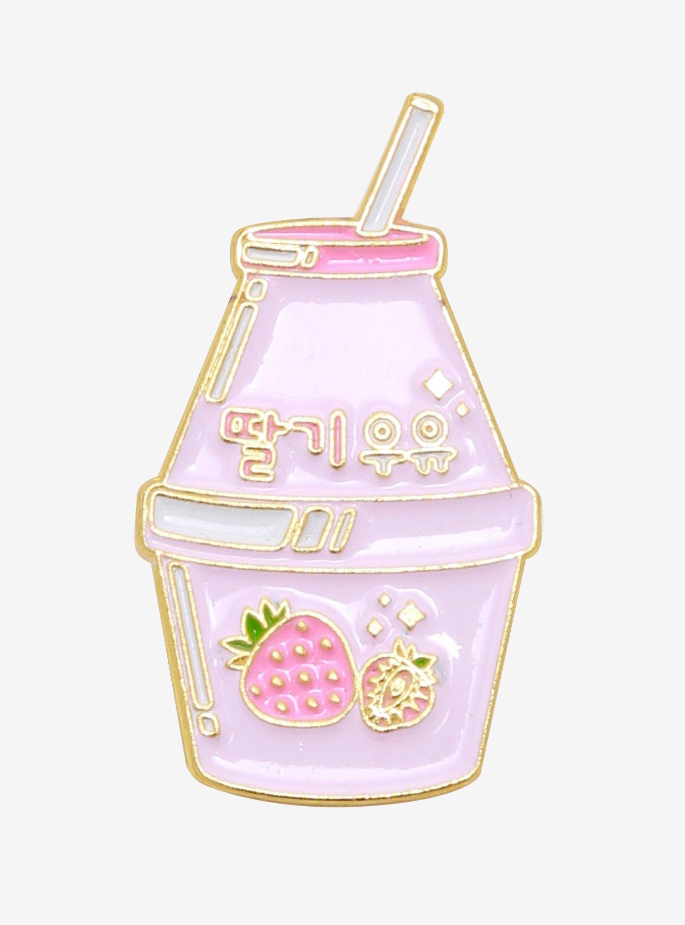 Strawberry Milk Enamel Pin, , hi-res