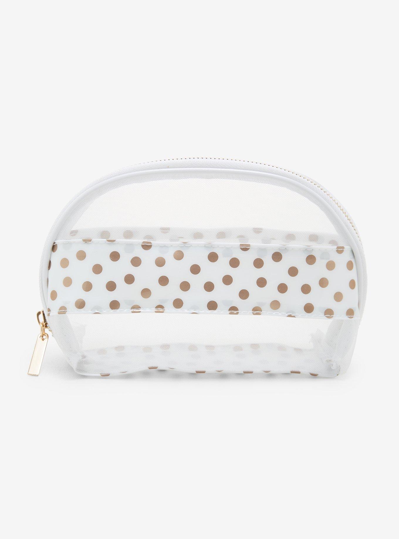 Cosmopolitan Gold Polka Dot Mesh Makeup Bag, , hi-res