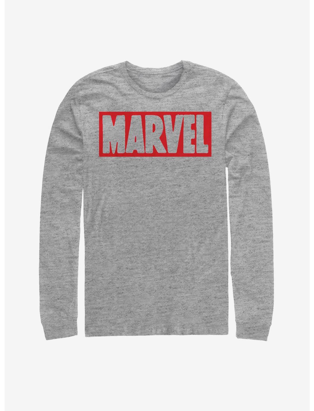 Marvel Brick Logo Classic Long-Sleeve T-Shirt, ATH HTR, hi-res