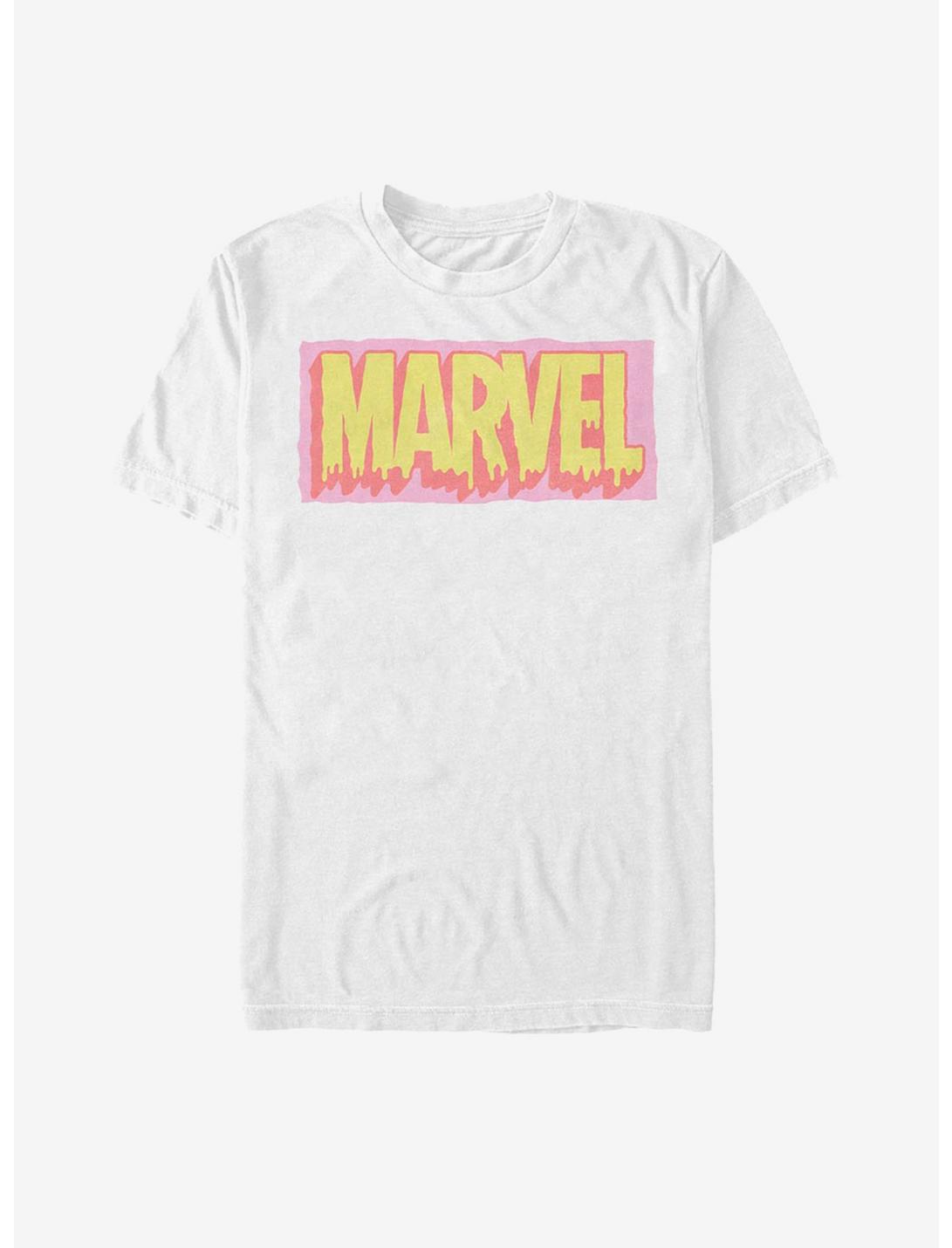 Marvel Logo Drip T-Shirt, WHITE, hi-res