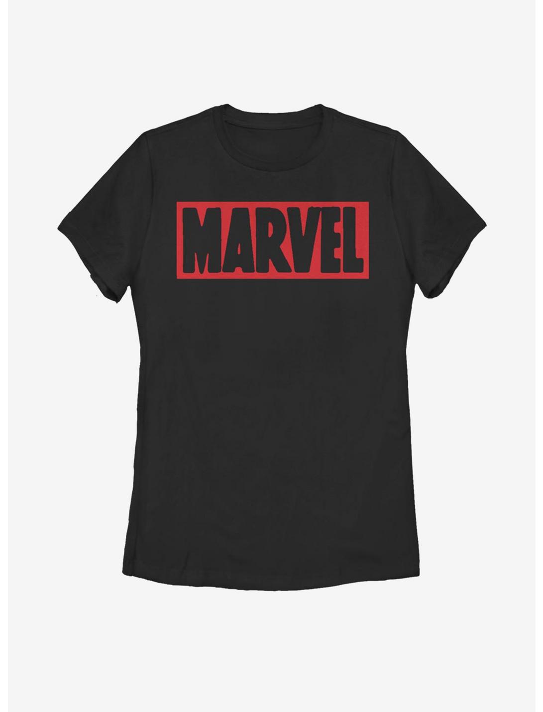Marvel Brick Logo Classic Womens T-Shirt, BLACK, hi-res
