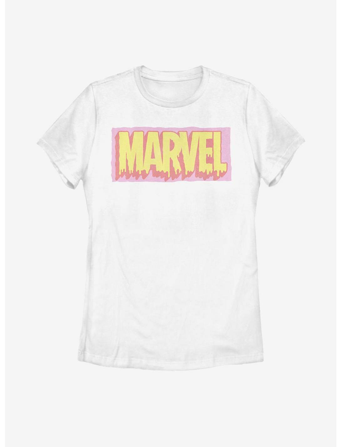 Marvel Logo Drip Womens T-Shirt, WHITE, hi-res