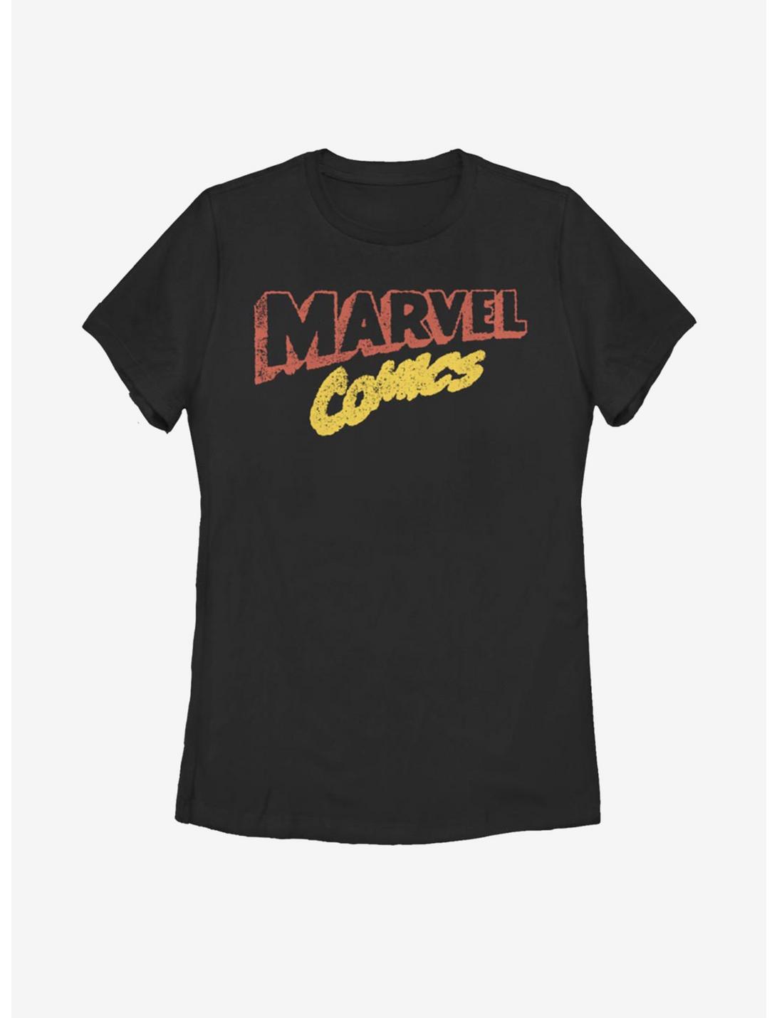 Marvel Retro Fuzzy Logo Womens T-Shirt, BLACK, hi-res