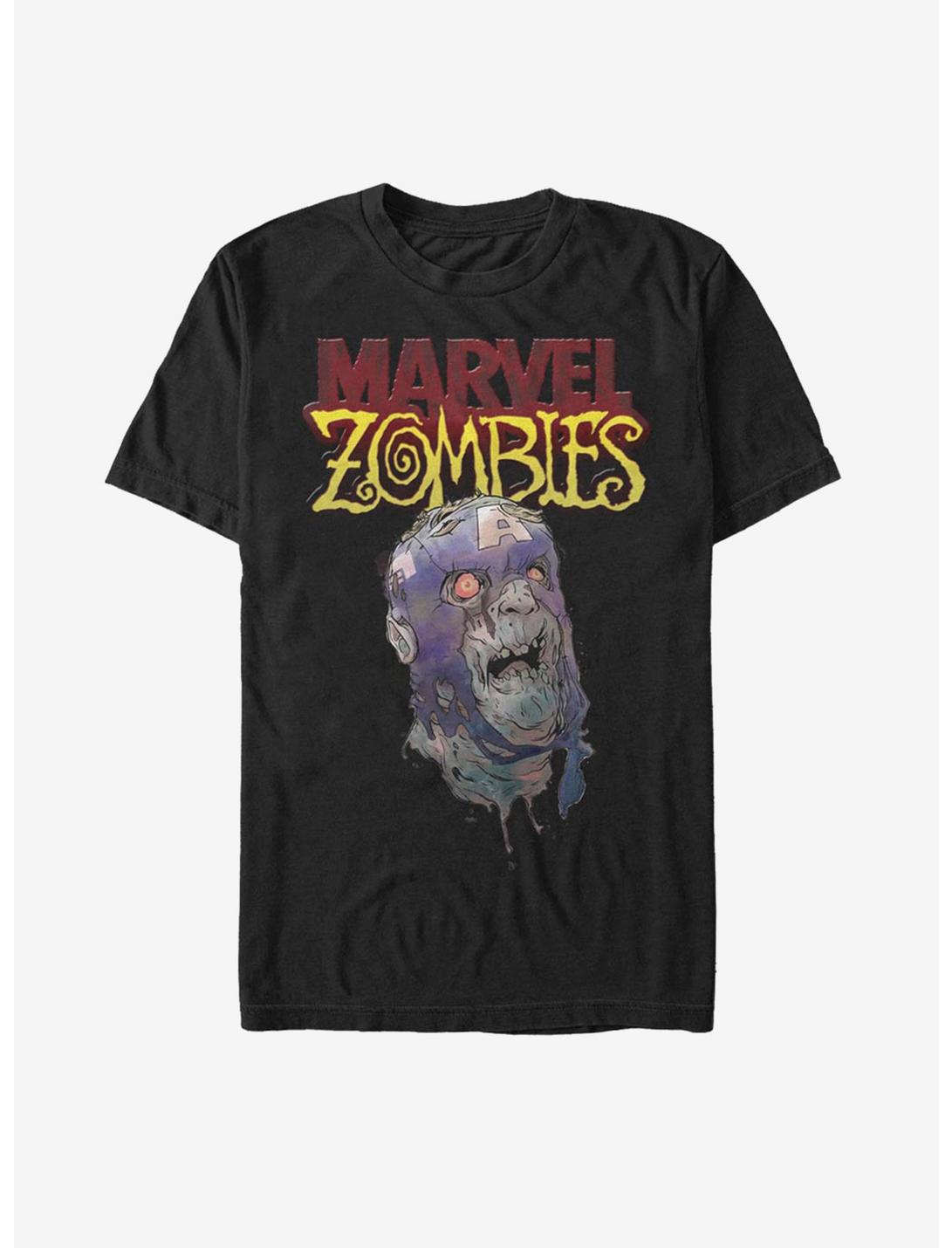 Marvel Zombies Head Of Captain America T-Shirt, BLACK, hi-res