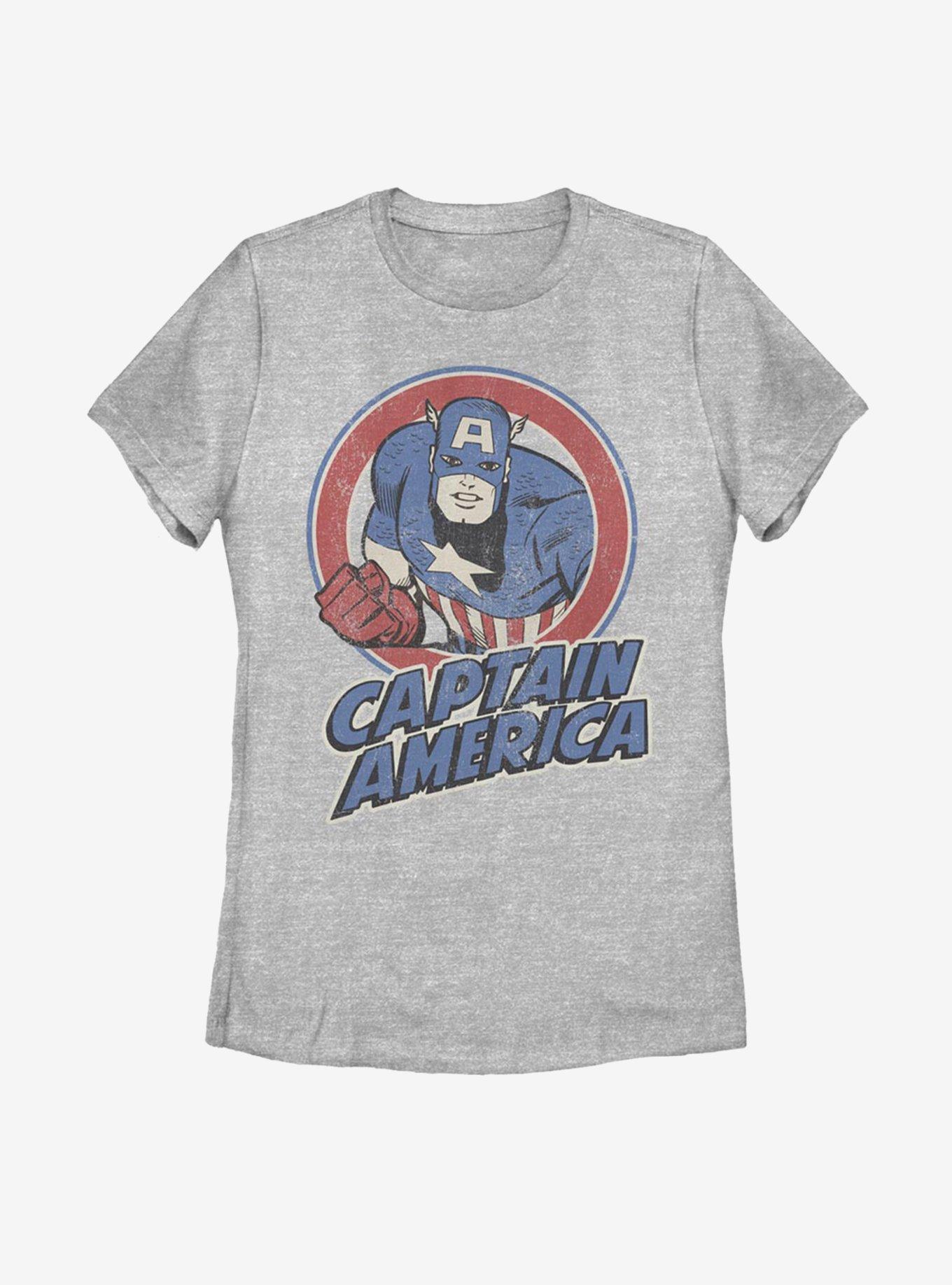 Marvel Captain America Vintage Womens T-Shirt, ATH HTR, hi-res