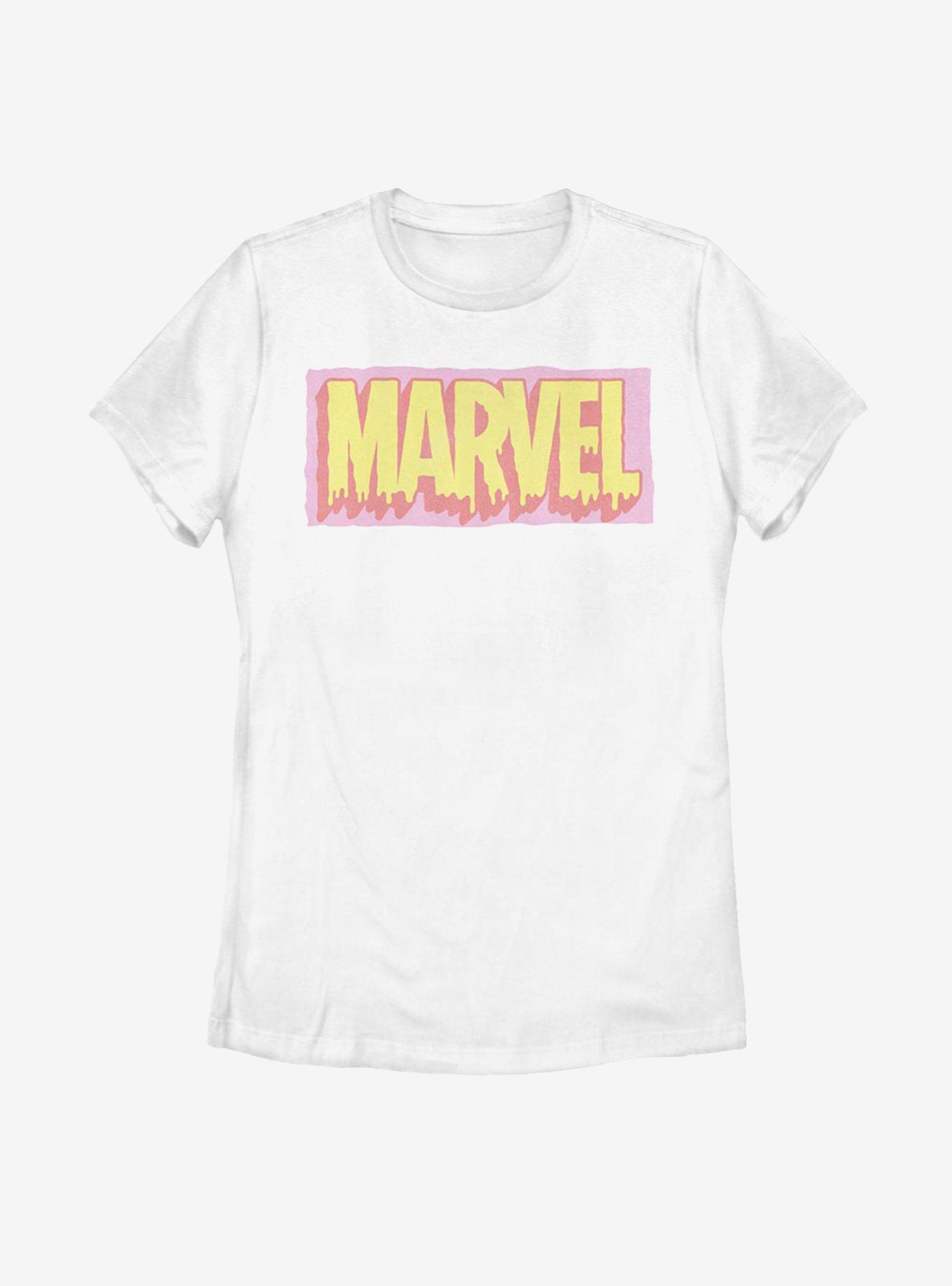 Marvel Logo Drip Womens T-Shirt, WHITE, hi-res