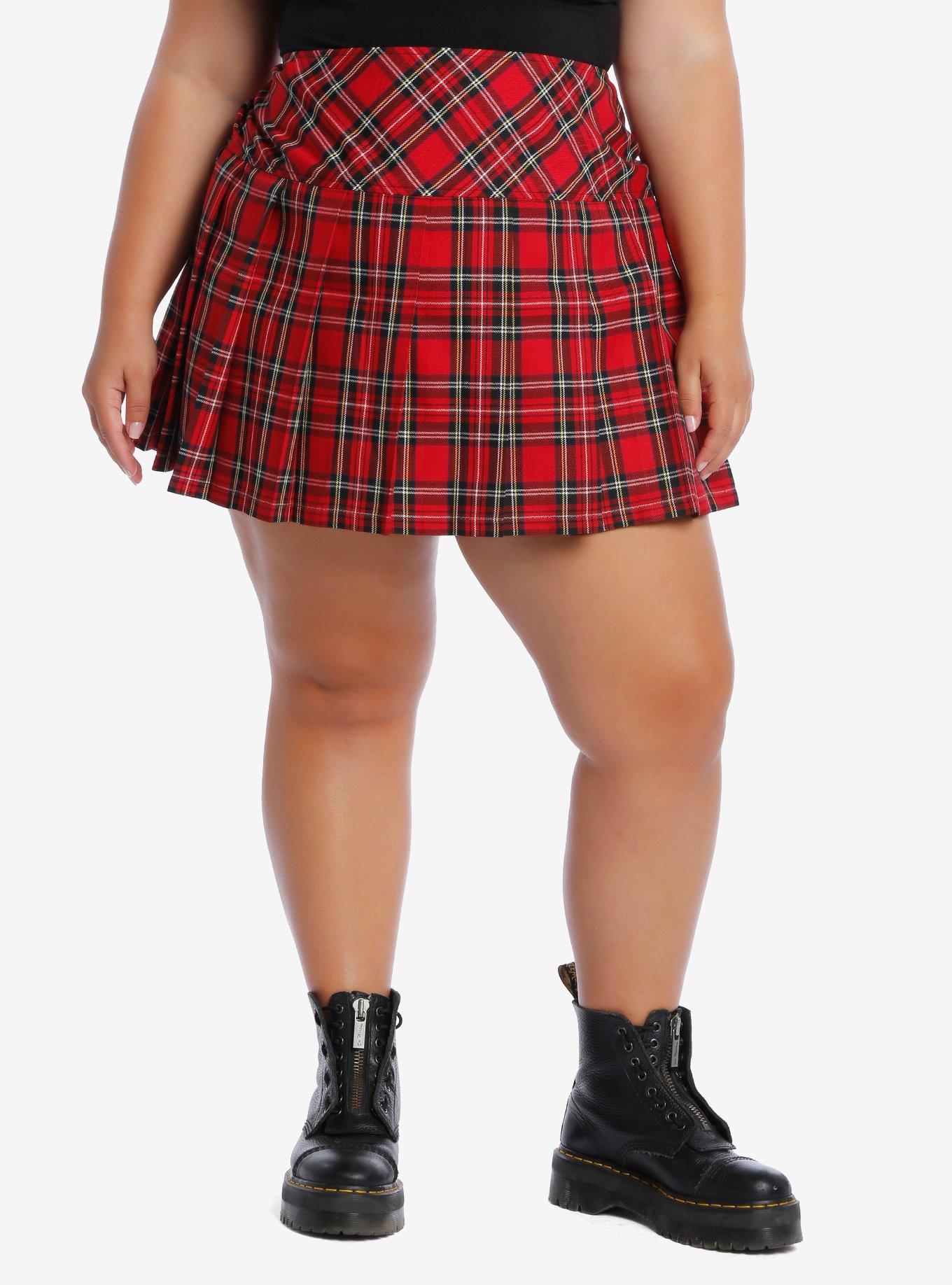 Tripp Red Plaid Skirt Plus Size, BLACK, hi-res