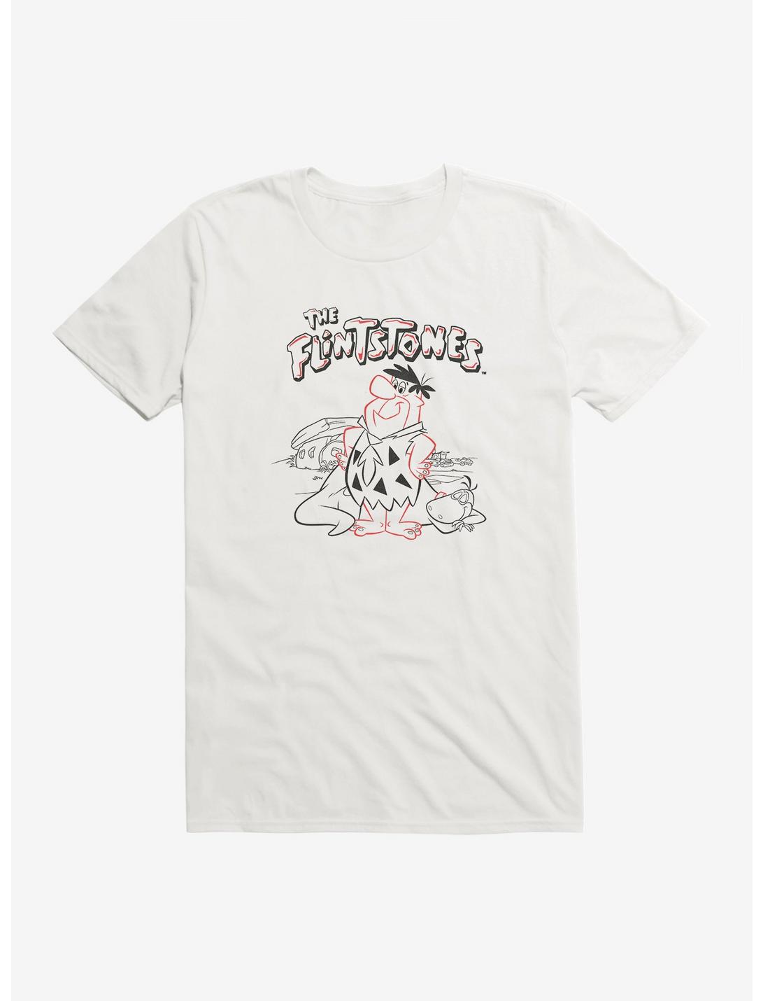 The Flintstones Fred And Dino Trace T-Shirt, WHITE, hi-res