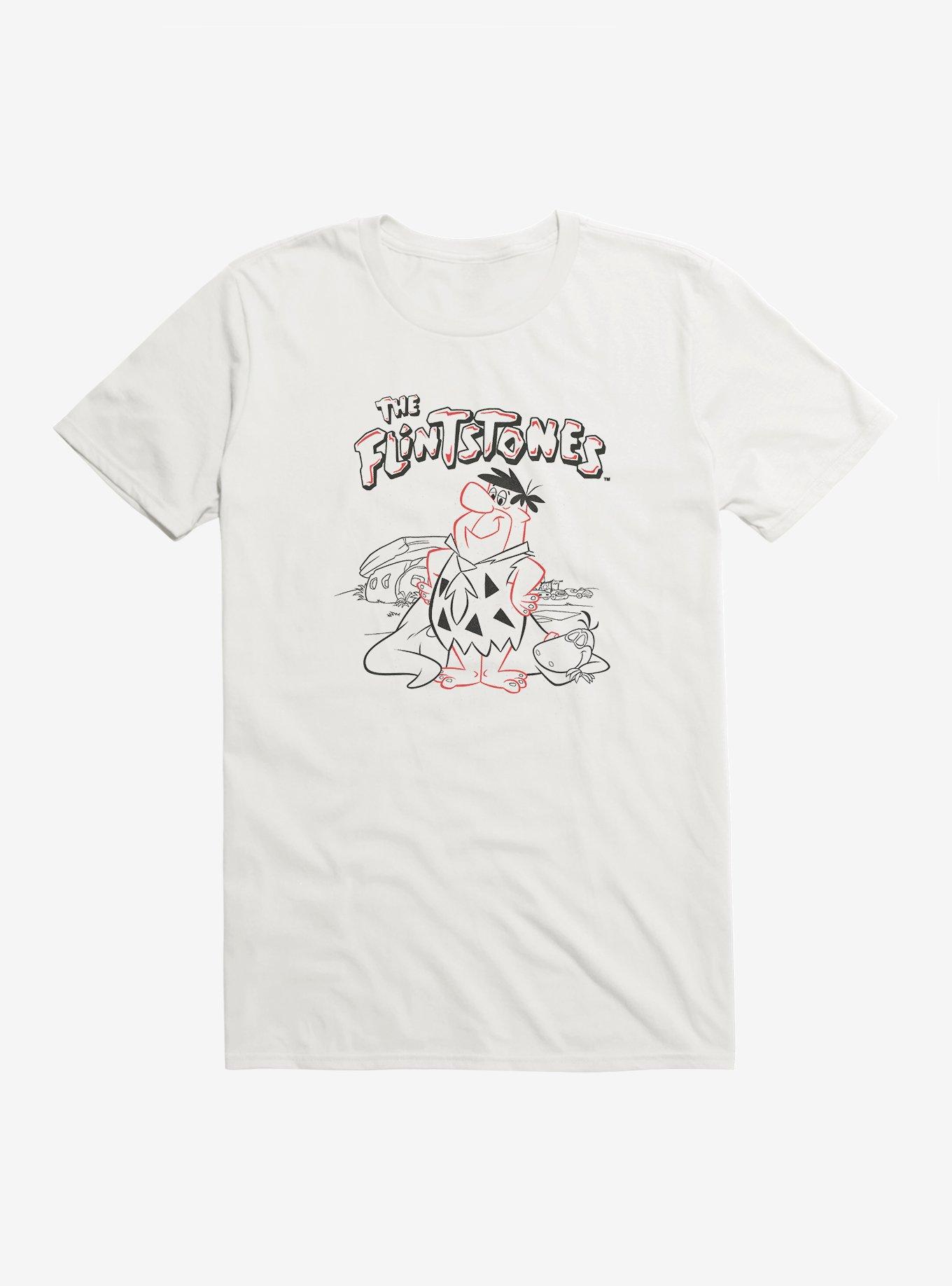 The Flintstones Fred And Dino Trace T-Shirt, WHITE, hi-res