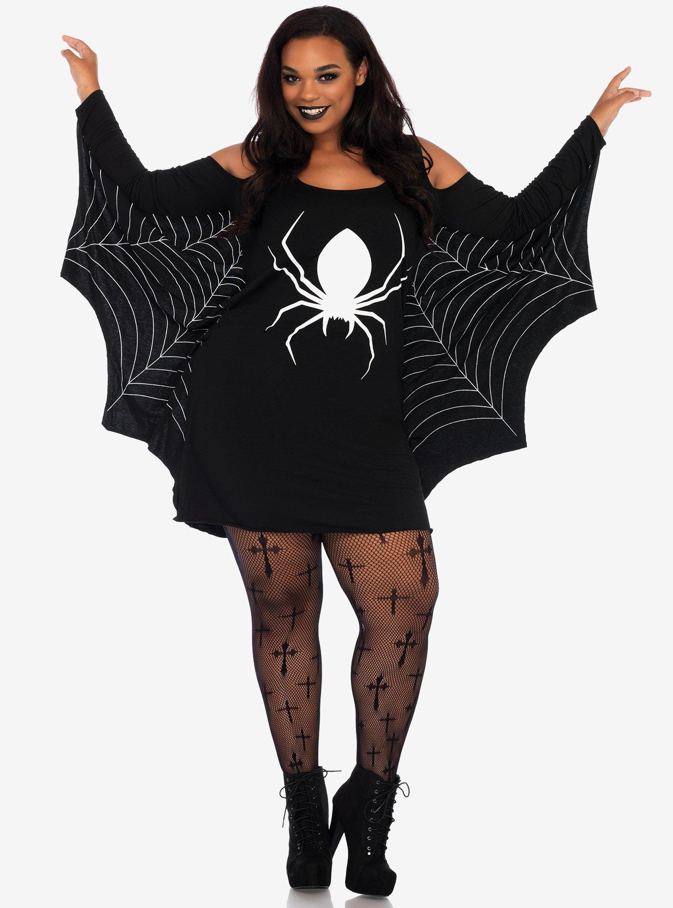 Jersey Spiderweb Dress Plus Size, BLACK, hi-res