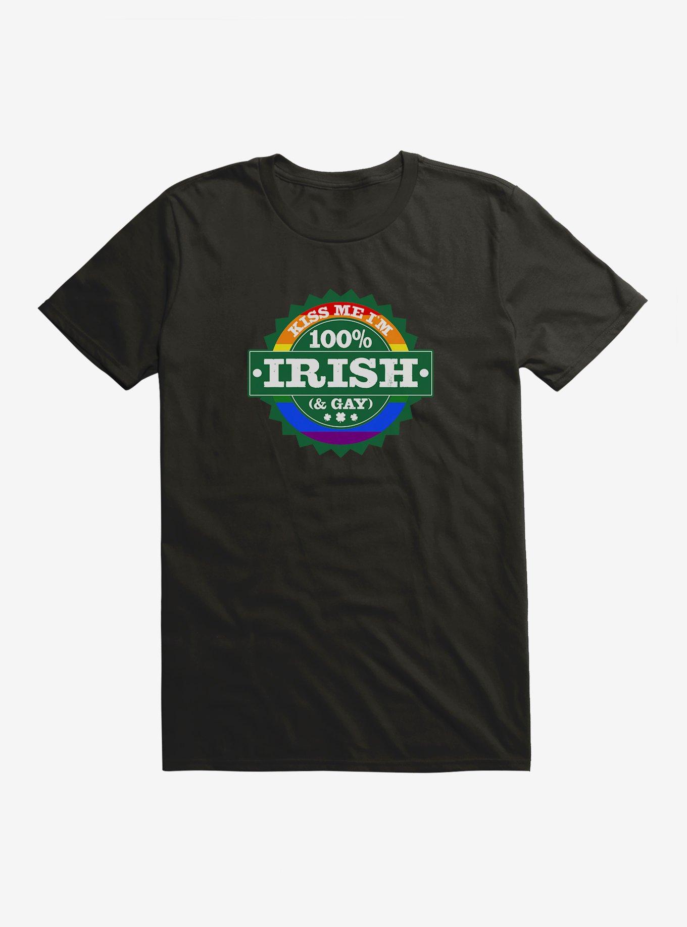 100% Irish And Gay! T-Shirt, BLACK, hi-res