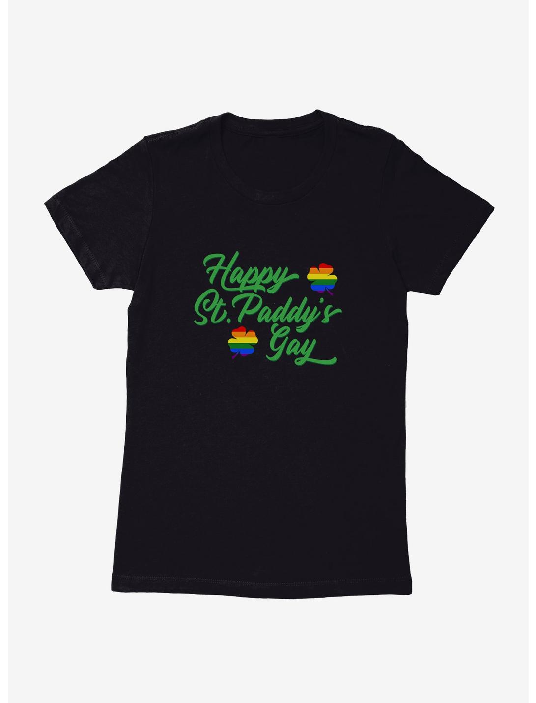 Happy St.  Paddy's Gay Womens T-Shirt, BLACK, hi-res