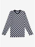 Black & White Checkered Long-Sleeve T-Shirt, WHITE, hi-res