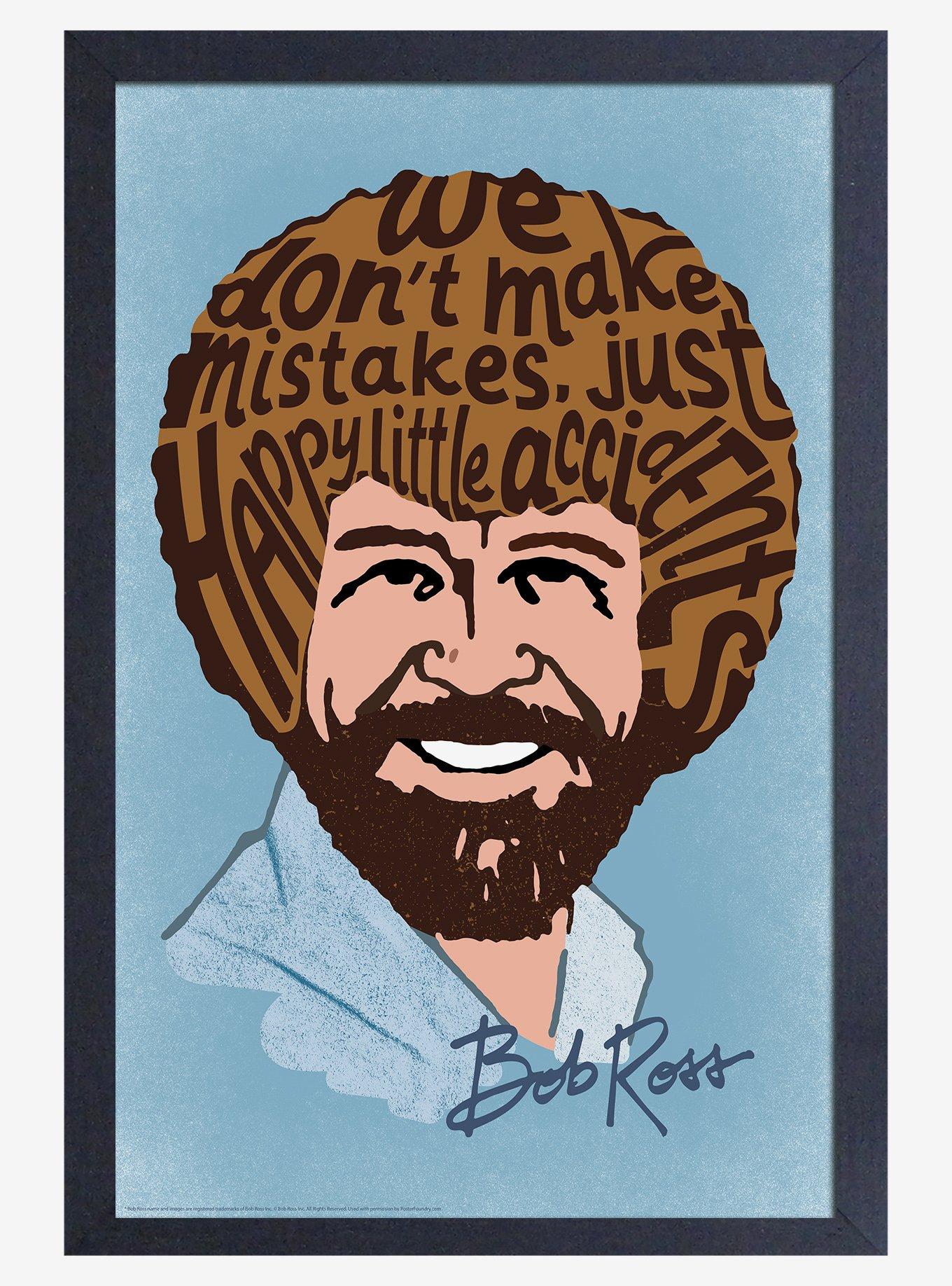 Bob Ross - Happy Accidents - Typography Framed Print, , hi-res