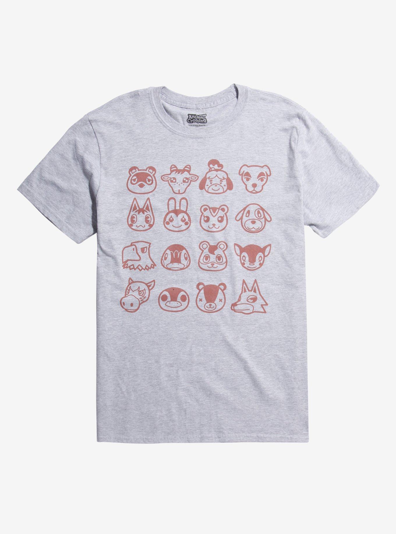 Animal Crossing: New Horizons Character Faces T-Shirt, HEATHER GREY, hi-res