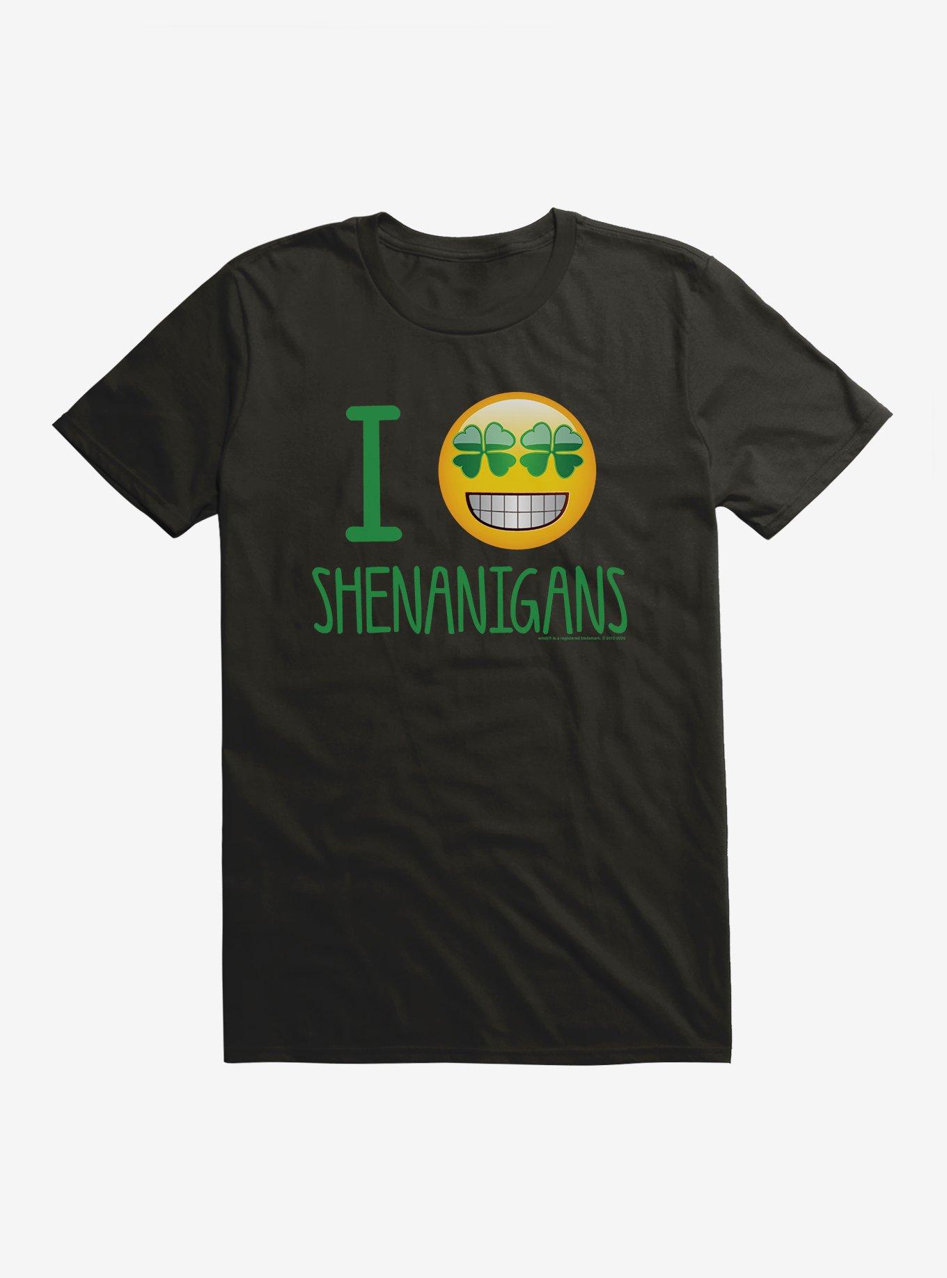 Plus Size Emoji St. Patrick's Day Icons Shamrock Eyes Shenanigans T-Shirt, , hi-res
