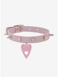 Ouija Planchette Pink Spike Faux Leather Choker, , hi-res