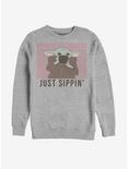 Star Wars The Mandalorian The Child Just Sippin' Sweatshirt, ATH HTR, hi-res