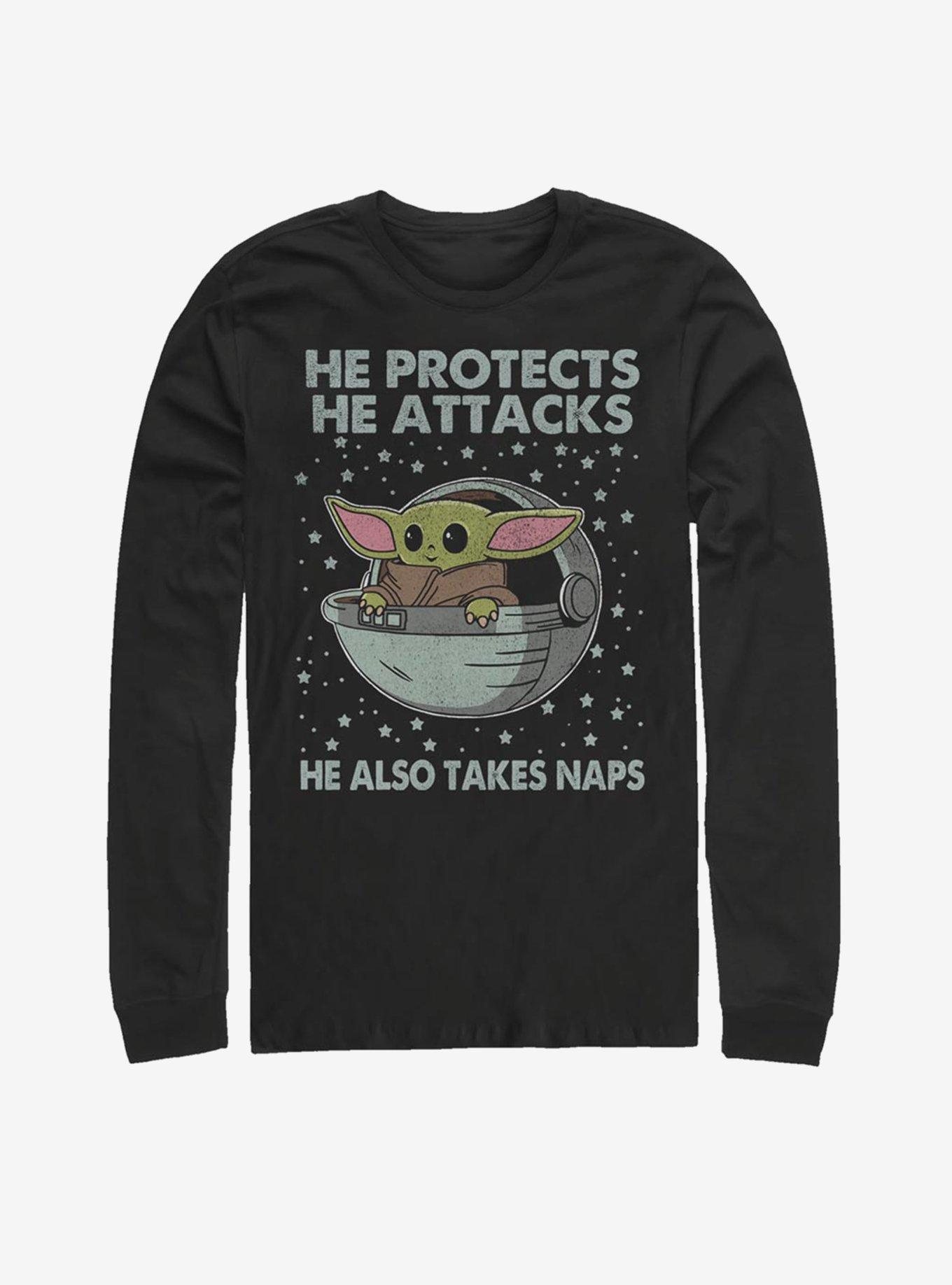 Star Wars The Mandalorian The Child Protect Attack And Nap Long-Sleeve T-Shirt, , hi-res