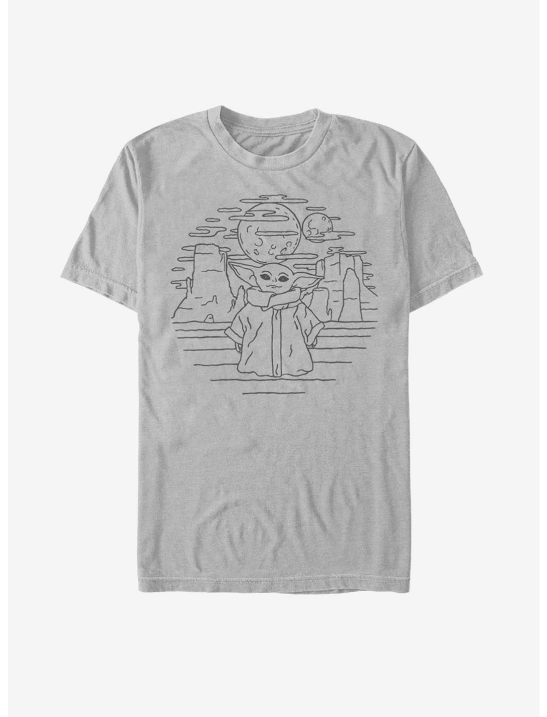 Star Wars The Mandalorian The Child Doodle T-Shirt, SILVER, hi-res