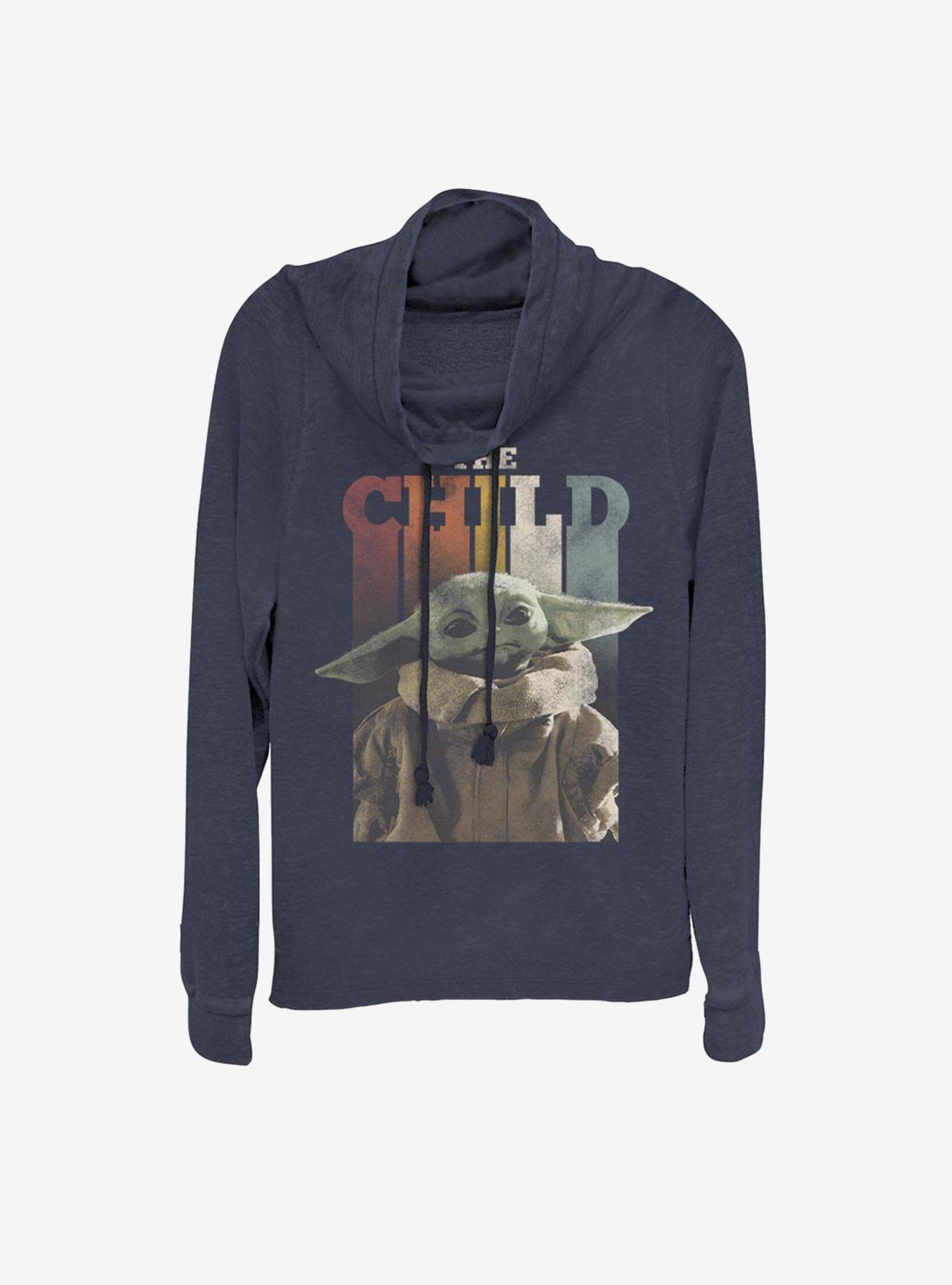 Star Wars The Mandalorian Child Rainbow Vintage Cowlneck Long-Sleeve Womens Top