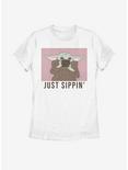 Star Wars The Mandalorian The Child Just Sippin' Womens T-Shirt, WHITE, hi-res