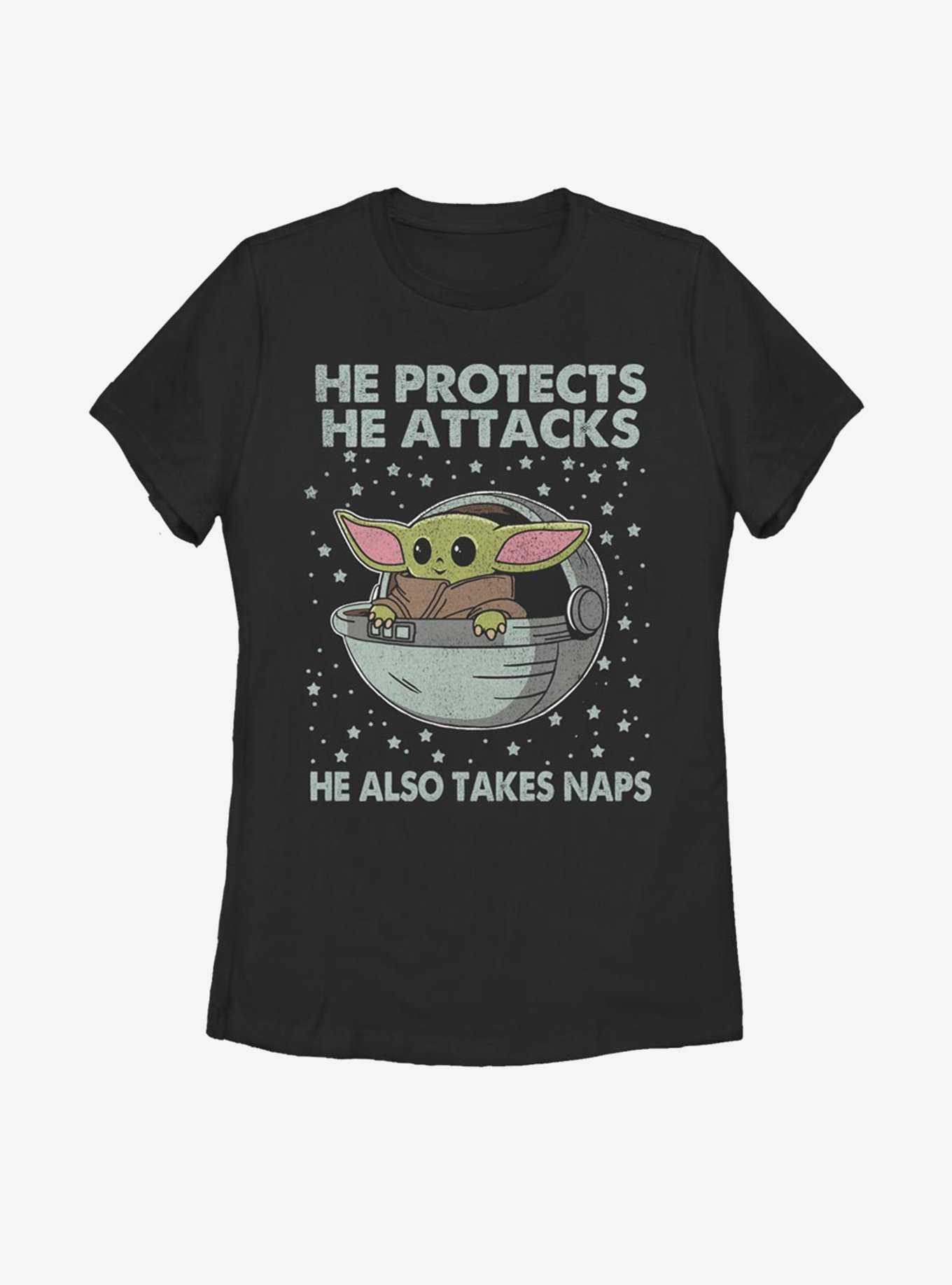 Star Wars The Mandalorian The Child Protect Attack And Nap Womens T-Shirt, , hi-res