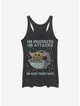 Star Wars The Mandalorian The Child Protect Attack And Nap Womens Tank Top, BLK HTR, hi-res