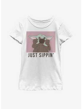 Star Wars The Mandalorian The Child Just Sippin' Youth Girls T-Shirt, , hi-res