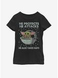 Star Wars The Mandalorian The Child Protect Attack And Nap Youth Girls T-Shirt, BLACK, hi-res
