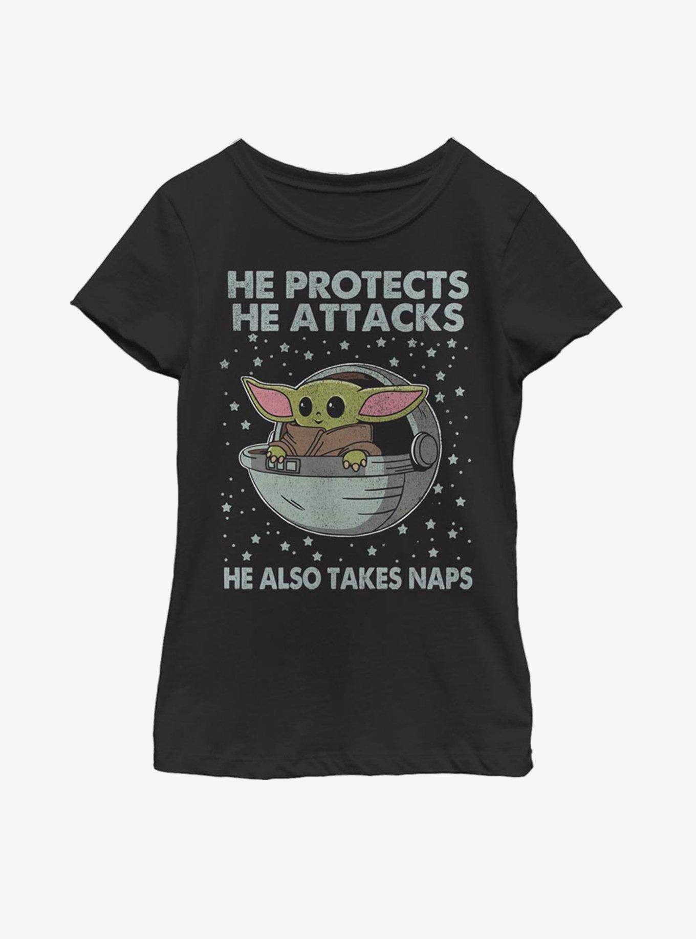 Star Wars The Mandalorian The Child Protect Attack And Nap Youth Girls T-Shirt, , hi-res