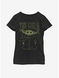 Star Wars The Mandalorian The Child Vintage Outline Youth Girls T-Shirt, BLACK, hi-res