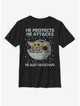 Star Wars The Mandalorian The Child Protect Attack And Nap Youth T-Shirt, BLACK, hi-res