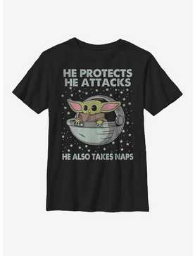 Star Wars The Mandalorian The Child Protect Attack And Nap Youth T-Shirt, , hi-res