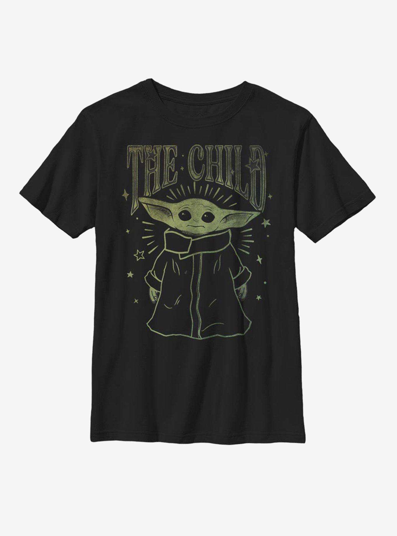 Star Wars The Mandalorian The Child Vintage Outline Youth T-Shirt, BLACK, hi-res