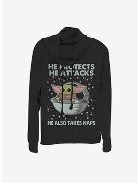 Plus Size Star Wars The Mandalorian The Child Protect Attack And Nap Cowlneck Long-Sleeve Womens Top, , hi-res