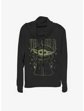 Star Wars The Mandalorian The Child Vintage Outline Cowlneck Long-Sleeve Womens Top, , hi-res