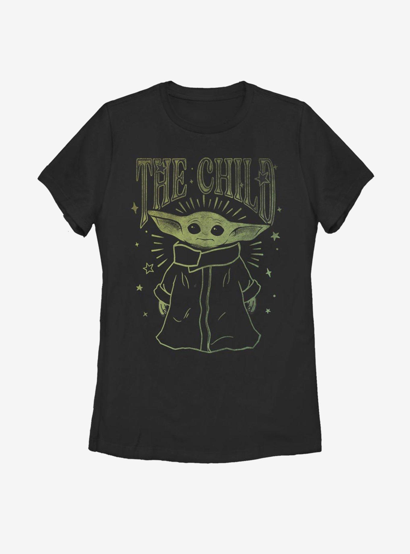 Star Wars The Mandalorian The Child Vintage Outline Womens T-Shirt, BLACK, hi-res