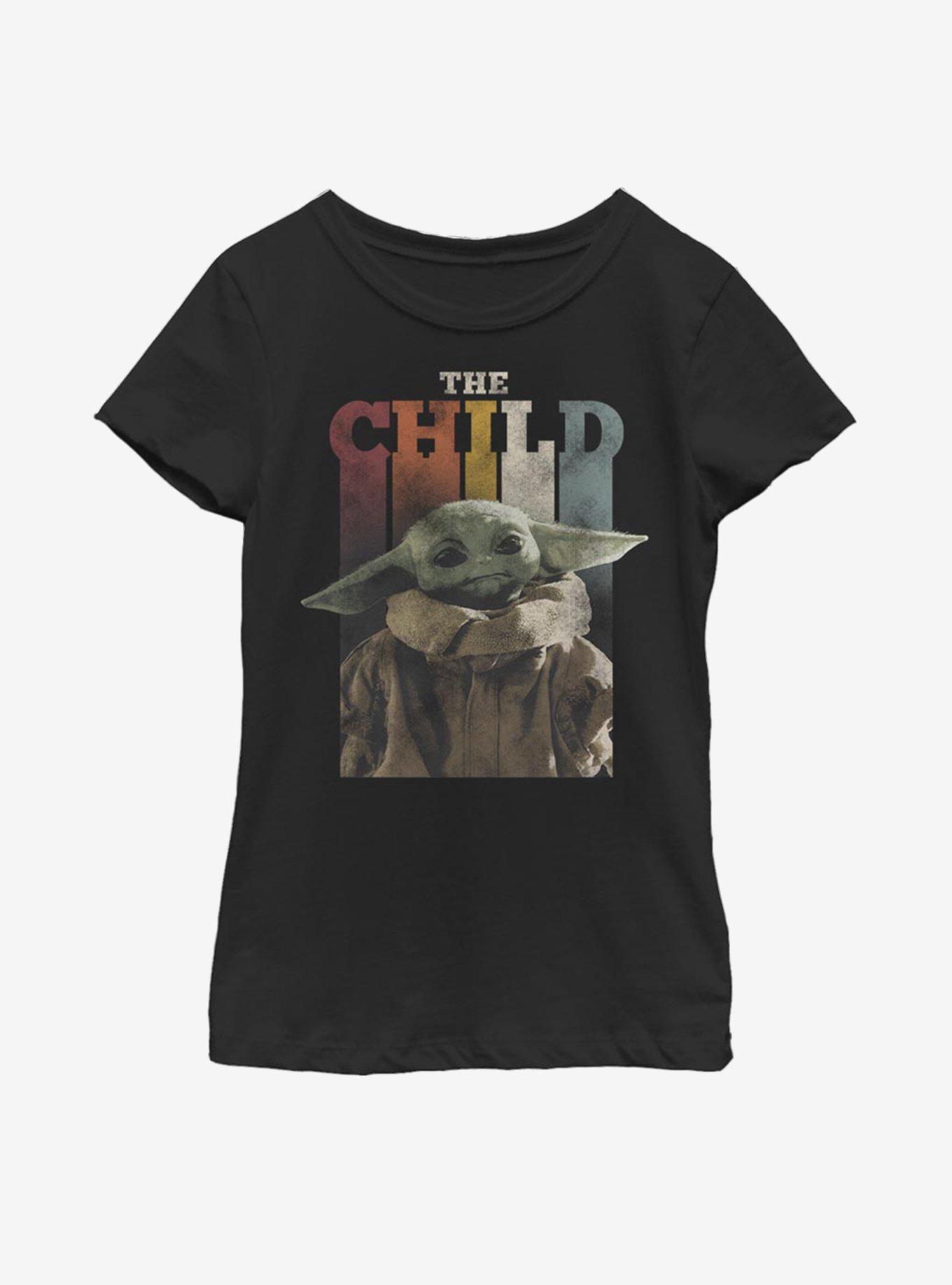 Star Wars The Mandalorian The Child Rainbow Vintage Youth Girls T-Shirt, BLACK, hi-res