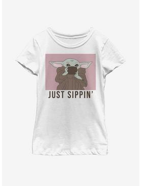 Plus Size Star Wars The Mandalorian The Child Just Sippin' Youth Girls T-Shirt, , hi-res