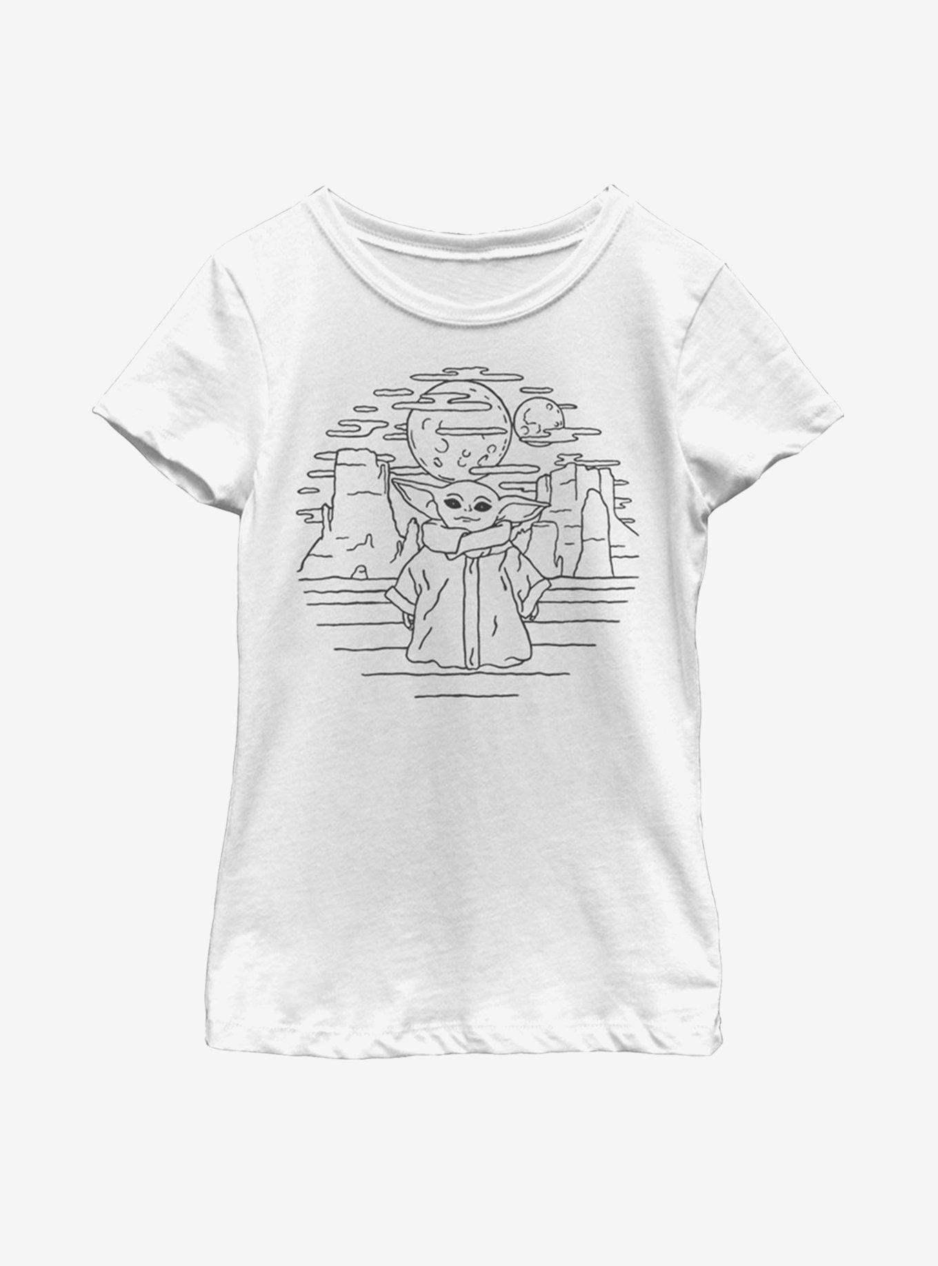 Star Wars The Mandalorian The Child Doodle Youth Girls T-Shirt, WHITE, hi-res