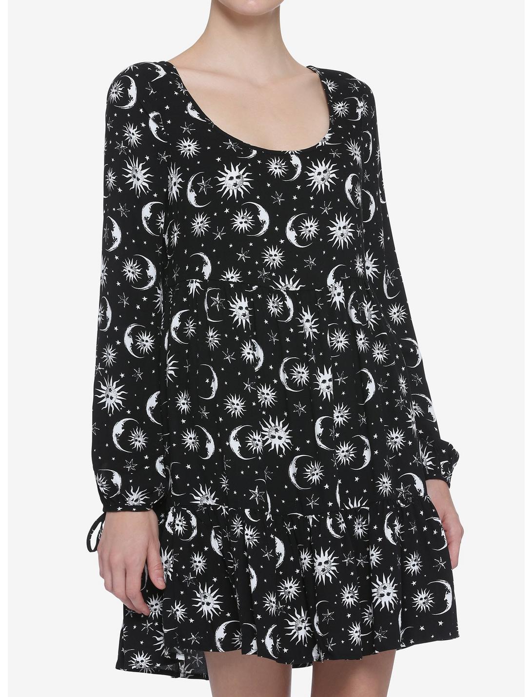 Black & White Celestial Long-Sleeve Dress, CELESTIAL, hi-res