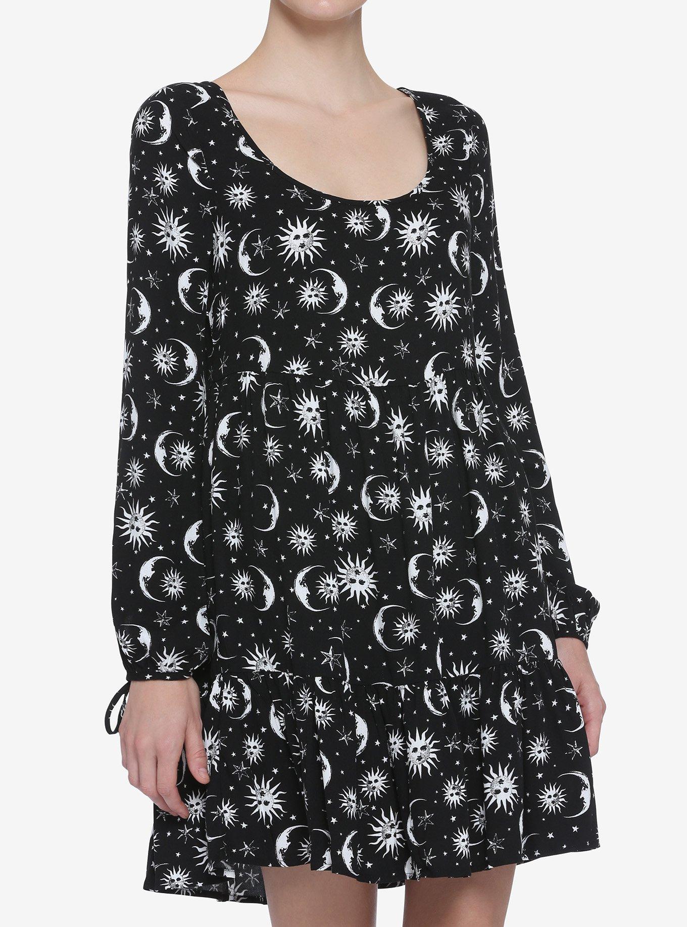 Black & White Celestial Long-Sleeve Dress, CELESTIAL, hi-res