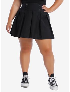 Sailor Button Detail Pleated Skirt Plus Size, , hi-res