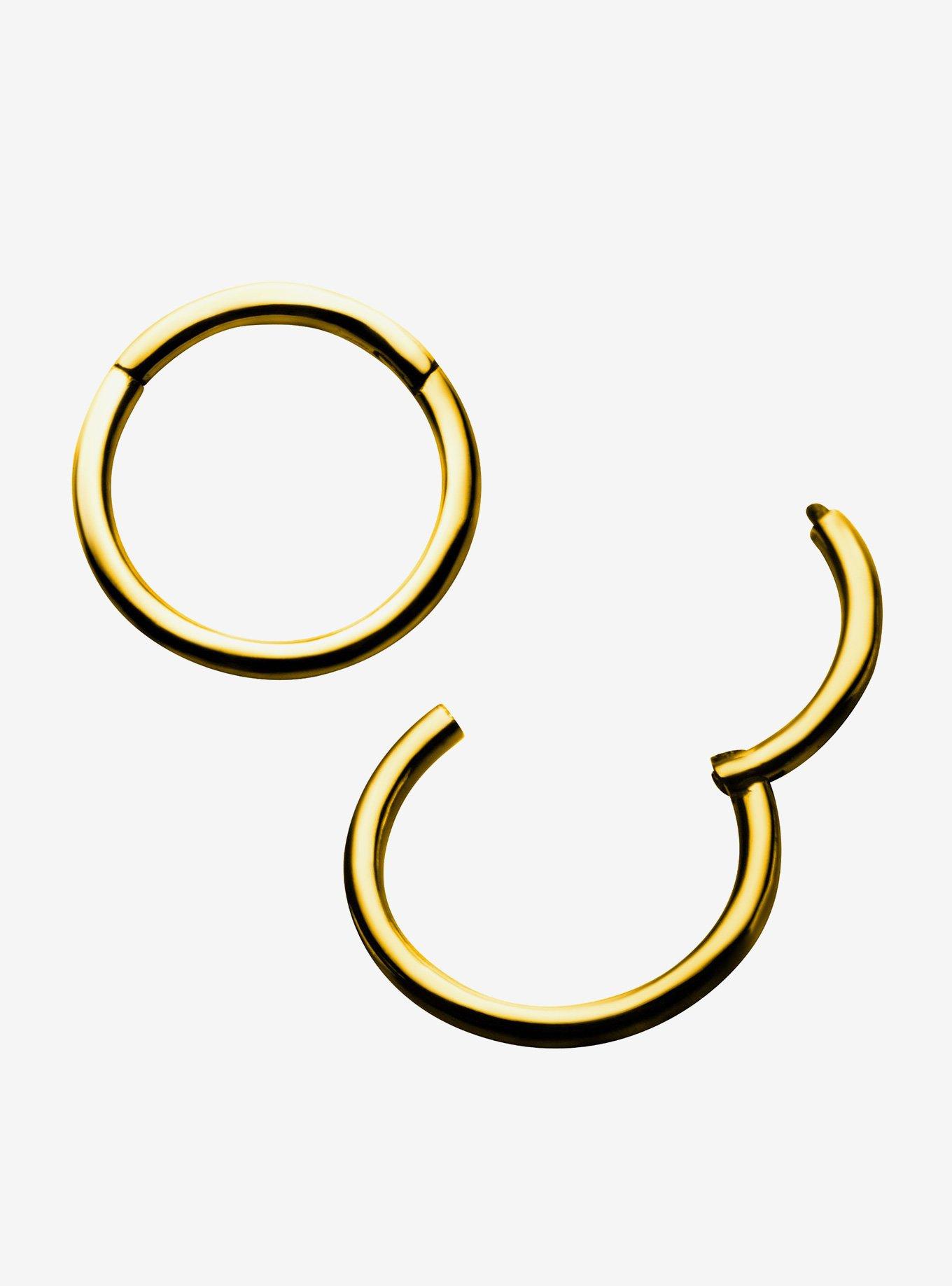 Steel Gold Hinged Hoop 2 Pack, GOLD, hi-res