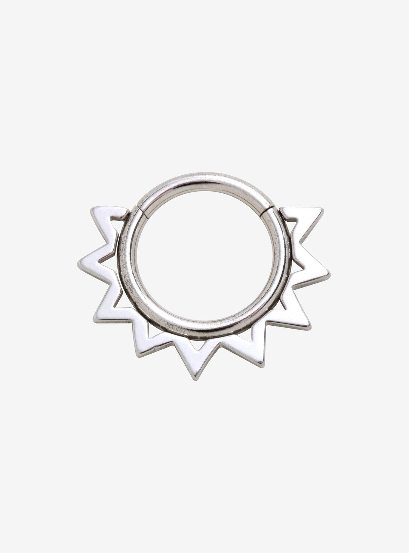 Steel Silver Sunburst Septum Clicker, SILVER, hi-res