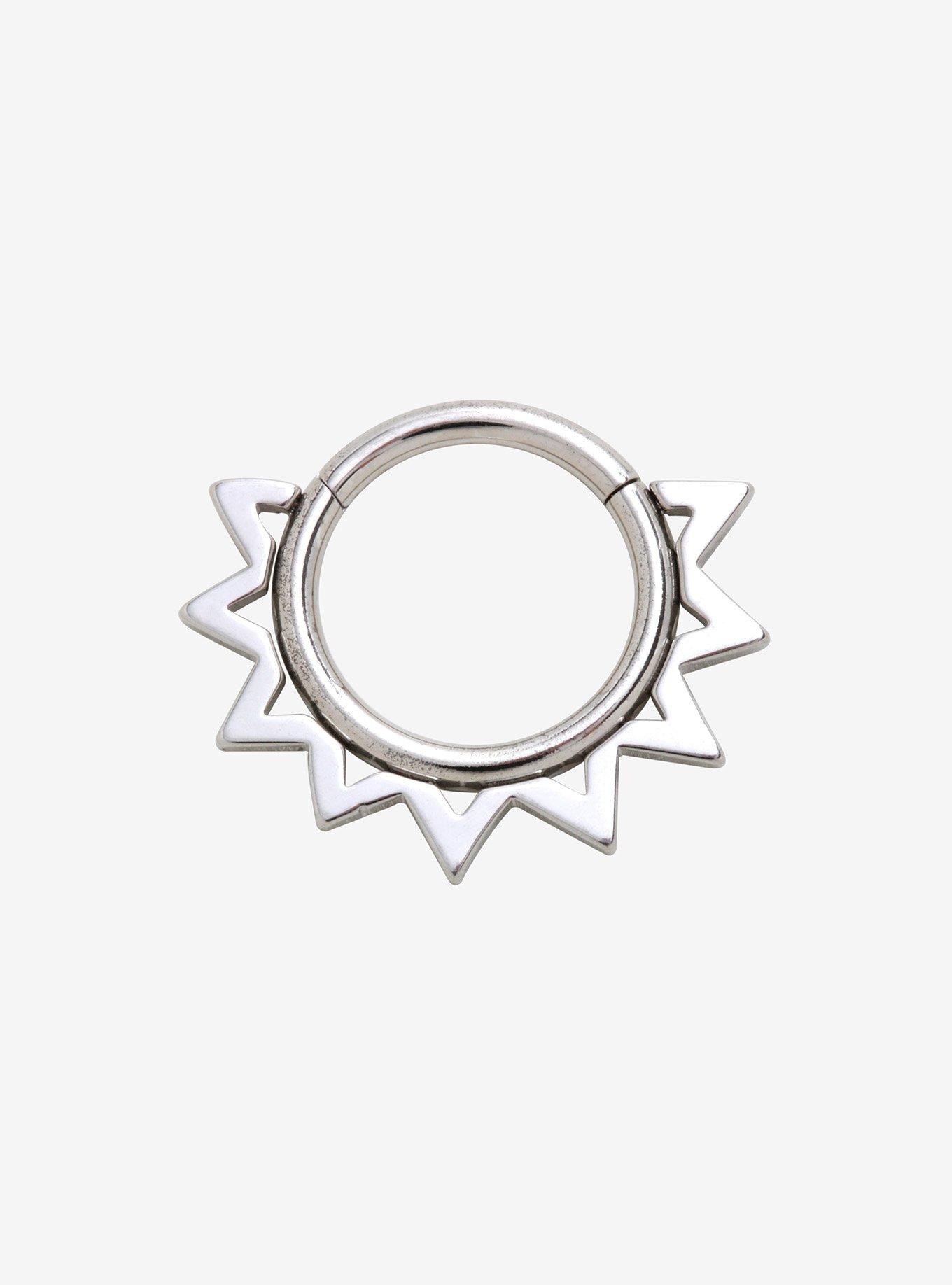 Steel Silver Sunburst Septum Clicker | Hot Topic