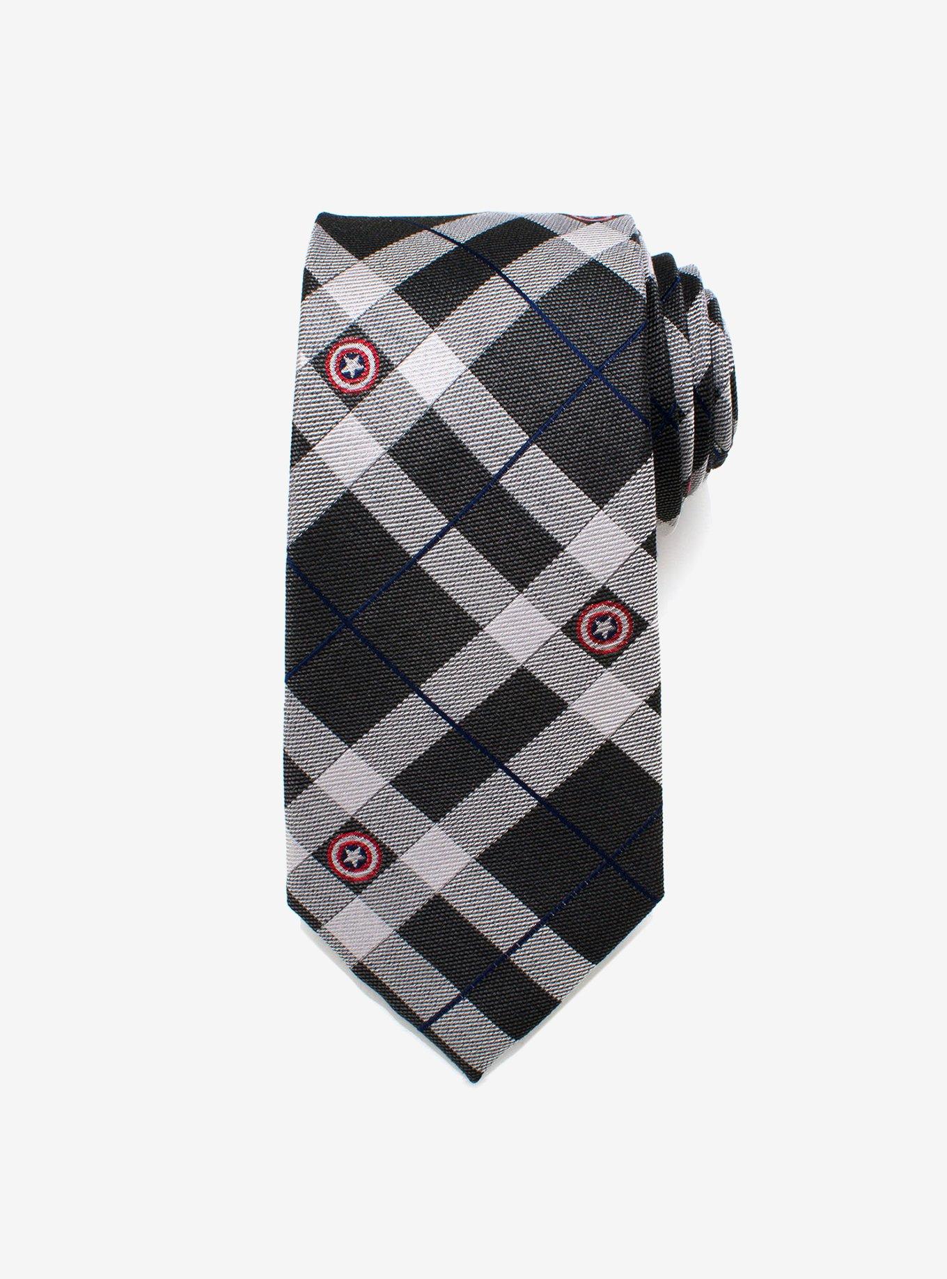 Marvel Captain America Gray Plaid Tie, , hi-res